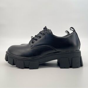 Madden Girl G-Trix Lace Up Chunky Heeled Oxford Shoes Women’s 7 Black Loafers